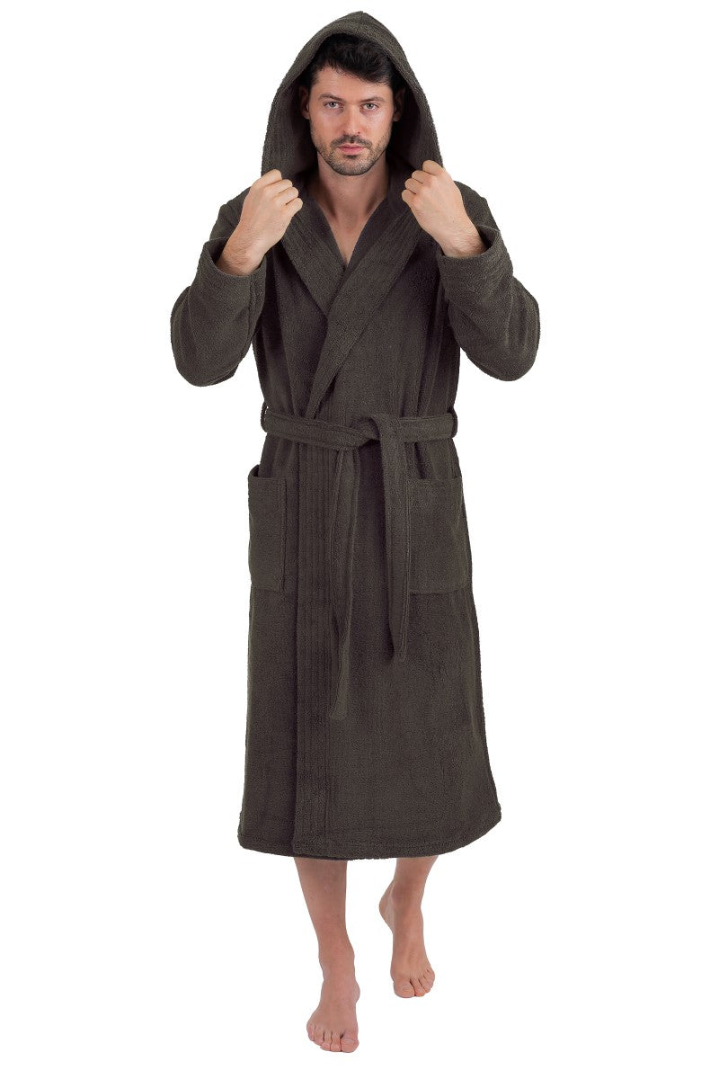 wewofashion Unisex Bademantel Frottier Kapuze – Anthrazit