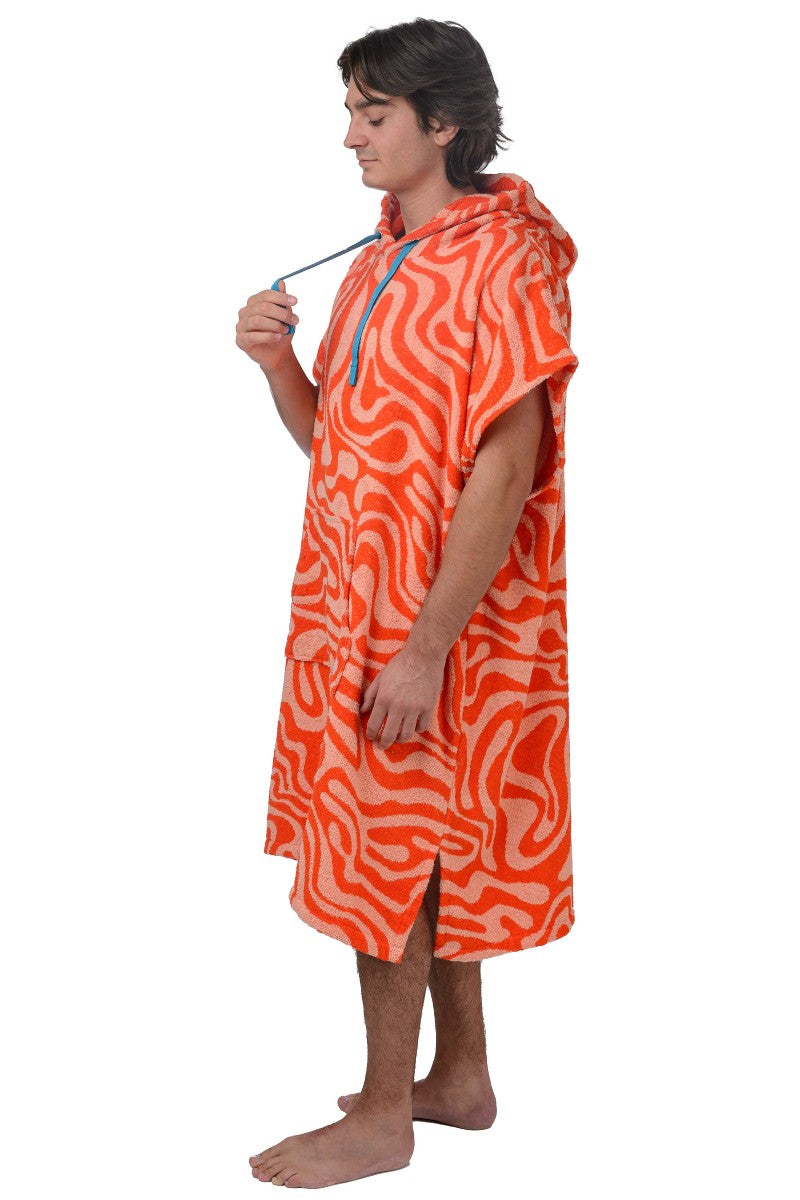 wewofashion Unisex-Badeponcho Frottier mit Kapuze – Flamme (bunt)