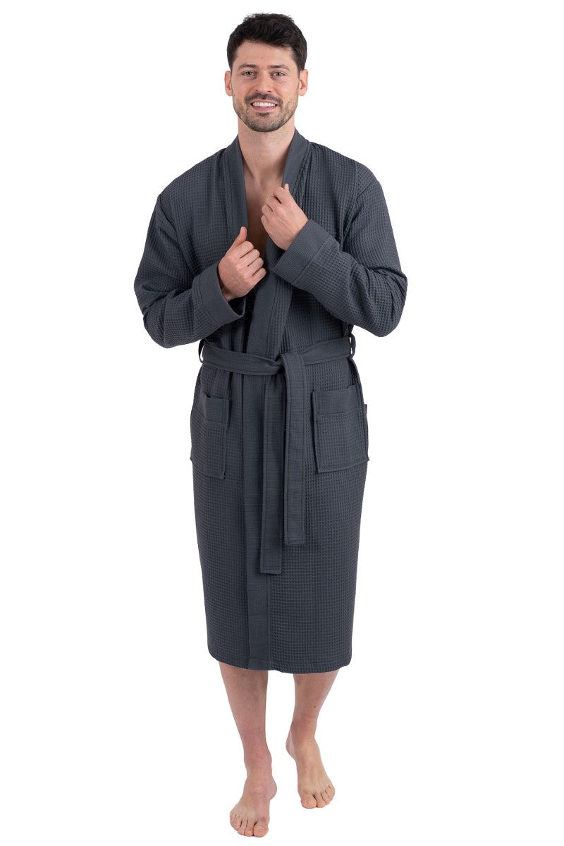 wewofashion Unisex Bademantel Piqué Kimono – Anthrazit