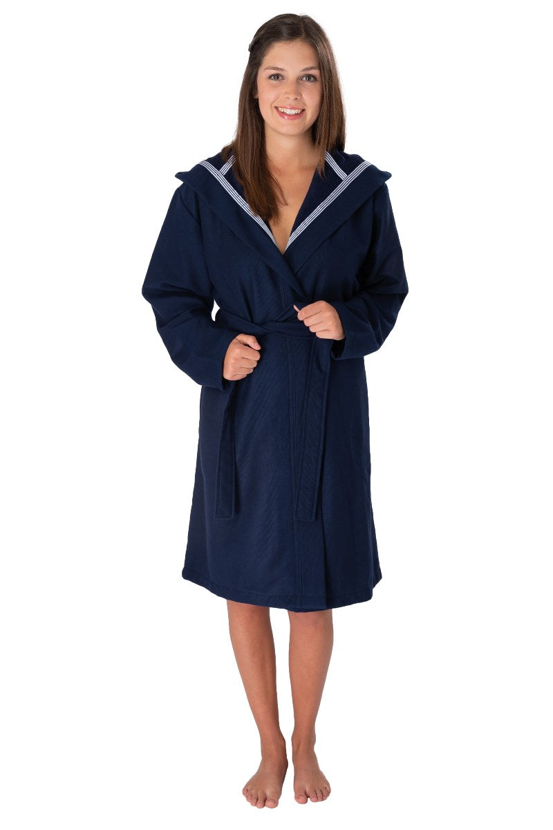 wewofashion Unisex Bademantel Multifaser Kapuze – Navy