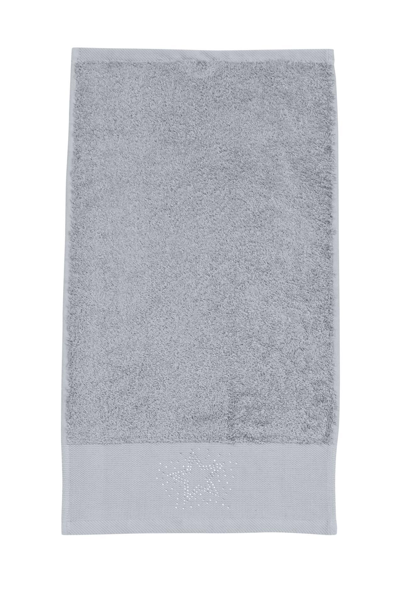 Done.® BLACK LINE STONE STAR Gästehandtuch 30x50cm Silver