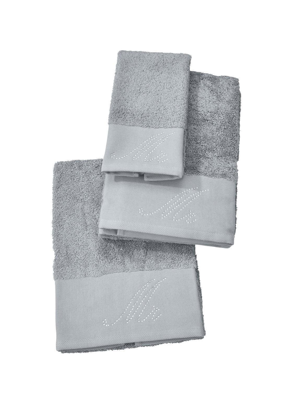 Done.® BLACK LINE STONE MR Gästehandtuch 30x50cm Silver