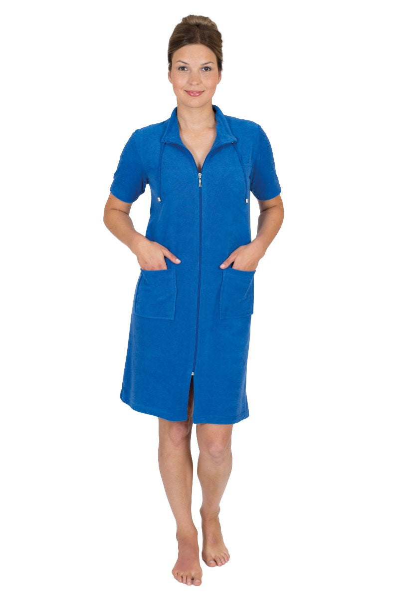 wewofashion Badekleid Frottier Stretch Reißverschluss – Royalblau