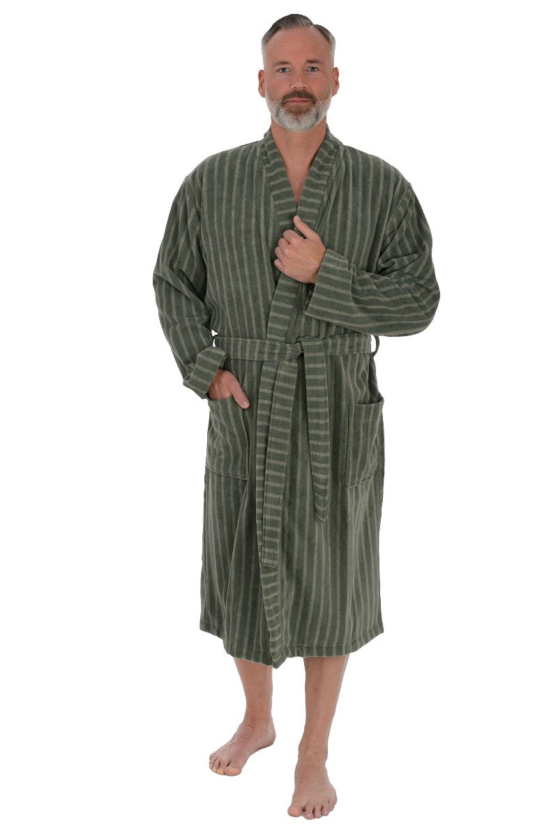 wewofashion Herren Bademantel Velour Kimono – Grün