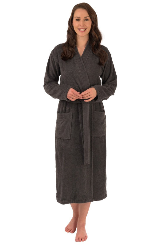 wewofashion Unisex Bademantel Frottier Kimono – Anthrazit