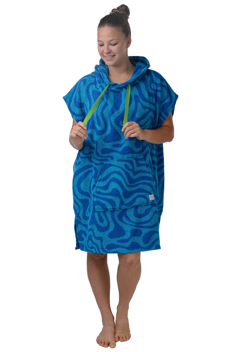 wewofashion Unisex-Badeponcho Frottier mit Kapuze – Capri (bunt)