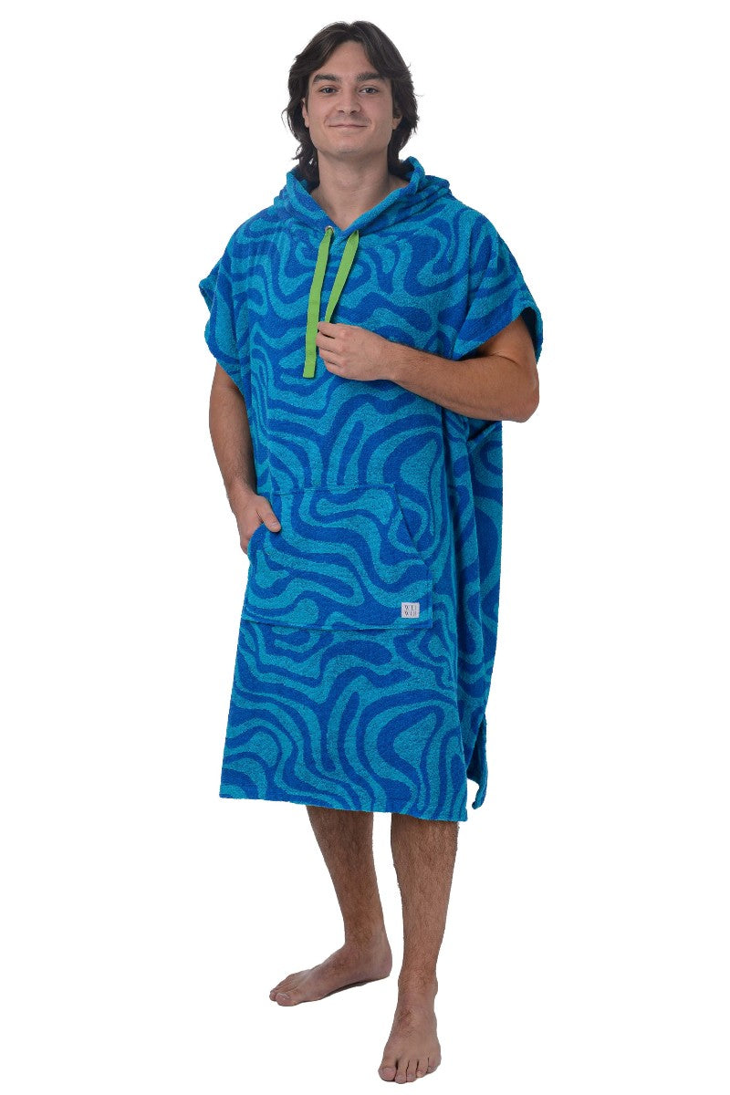 wewofashion Unisex-Badeponcho Frottier mit Kapuze – Capri (bunt)