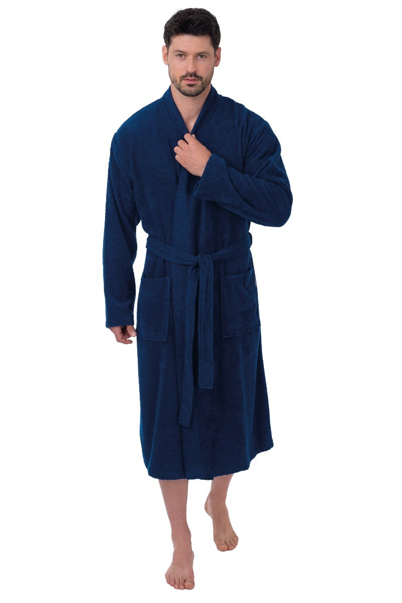 wewofashion Unisex Bademantel Frottier Kimono – Navy