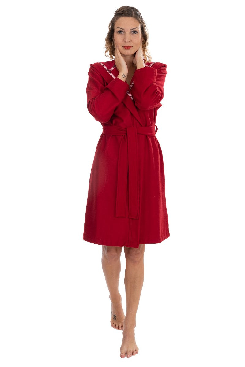wewofashion Unisex Bademantel Multifaser Kapuze – Kirsche