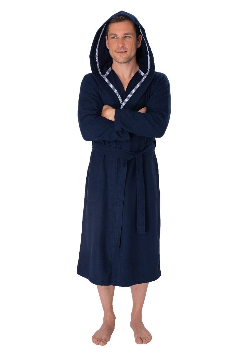 wewofashion Unisex Bademantel Multifaser Kapuze – Navy