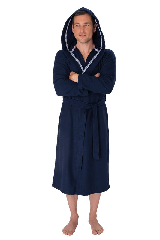 wewofashion Unisex Bademantel Multifaser Kapuze – Navy