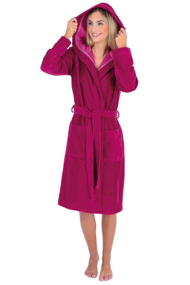 wewofashion Damen Mantel Mischgewebe Kapuze – Fuchsia