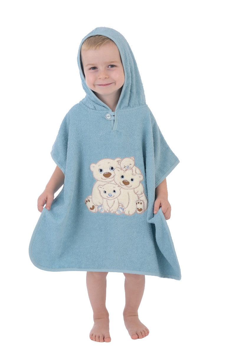 wewofashion Kleinkinder Poncho Frottier Kapuze – Gletscher