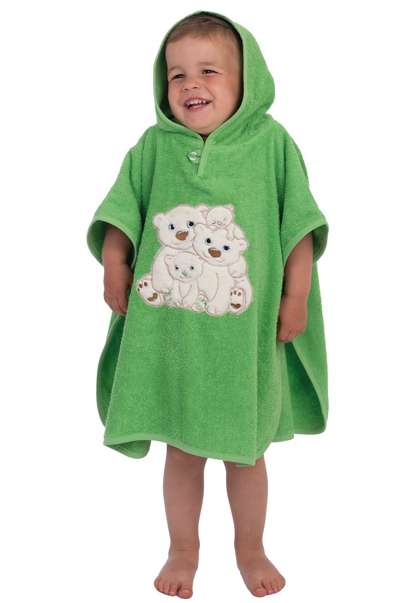 wewofashion Kleinkinder Poncho Frottier Kapuze – Grün
