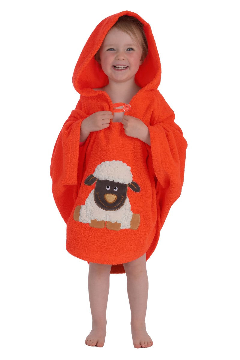 wewofashion Kleinkinder Poncho Frottier Kapuze – Mandarine