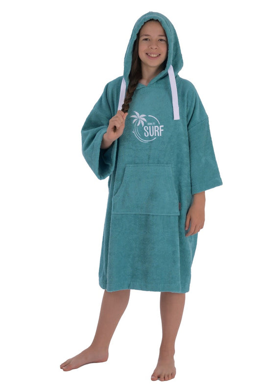 wewofashion Kinder Bademantel Frottier Poncho – Blau