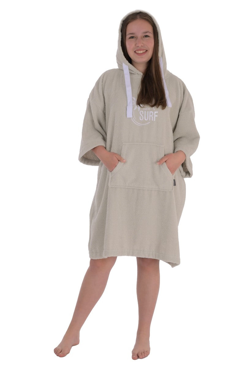 wewofashion Kinder Bademantel Frottier Poncho – Beige