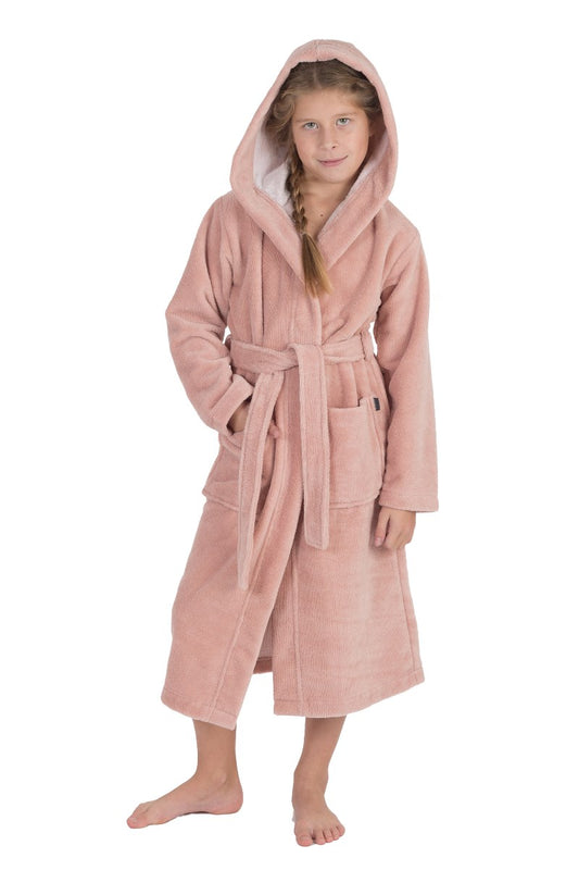wewofashion Kinder Bademantel Multifaser Kapuze – Rosé