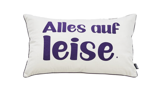 Done.® ALLES AUF LEISE Kissenhülle 40x60cm beige/purple – Ansicht 1