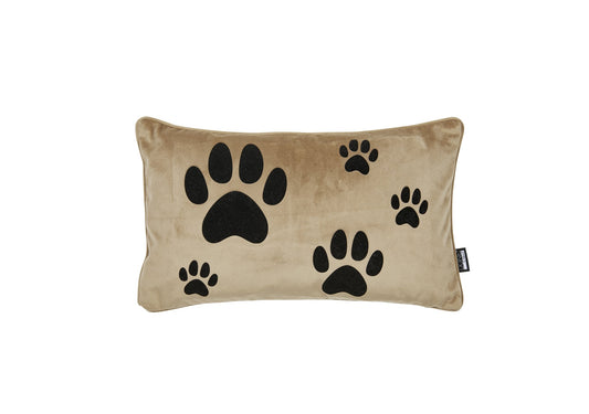 Done.® DOXIE Kissenhülle 30x50cm camel/black Pfote – Ansicht 1