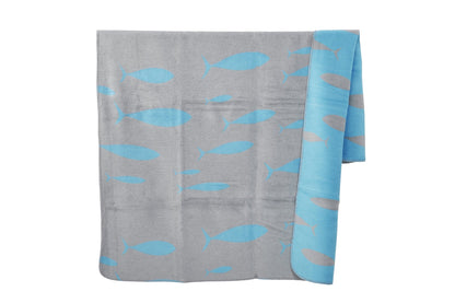 Done.® FISHES Wohndecke 150x200cm Beige/Turquoise – Ansicht 2