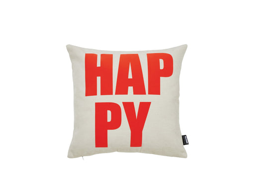 Done.® HAPPY Kissenhülle 45x45cm Beige/Neon Orange – Ansicht 1