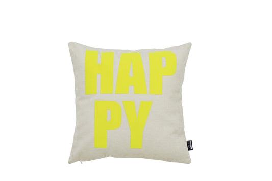 Done.® HAPPY Kissenhülle 45x45cm Beige/Neon Yellow – Ansicht 1