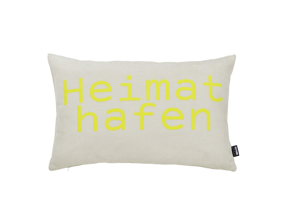 Done.® HEIMATHAFEN Kissenhülle 40x60cm Beige/Neon Yellow – Ansicht 1