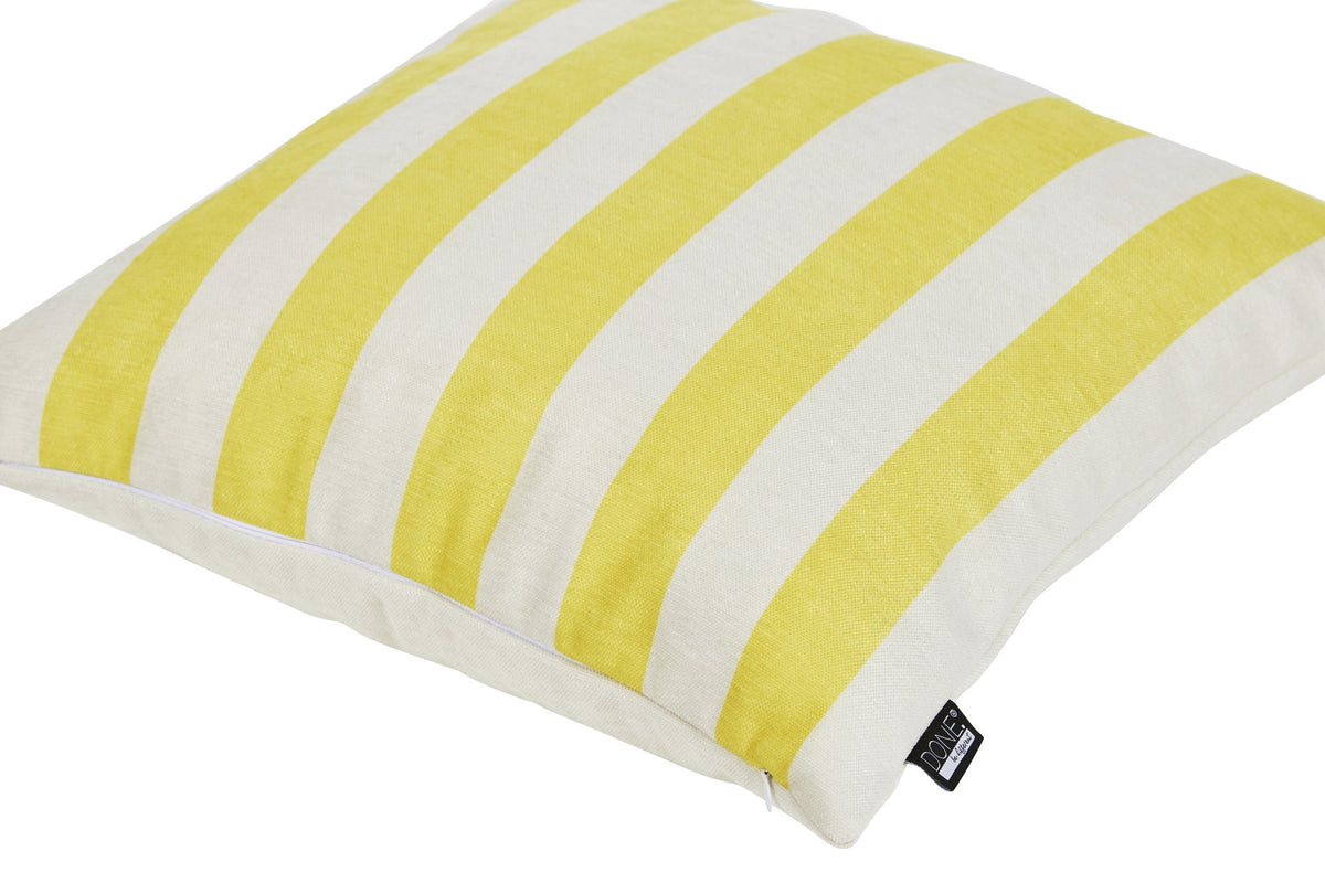 Done.® STRIPES Kissenhülle 45x45cm Beige/Neon Yellow – Ansicht 2