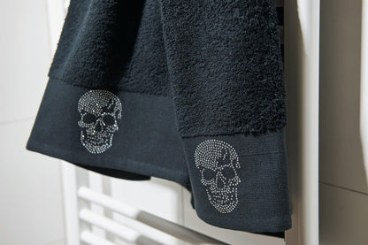 Done.® BLACK LINE STONE SKULL Handtuch 50x100cm Black