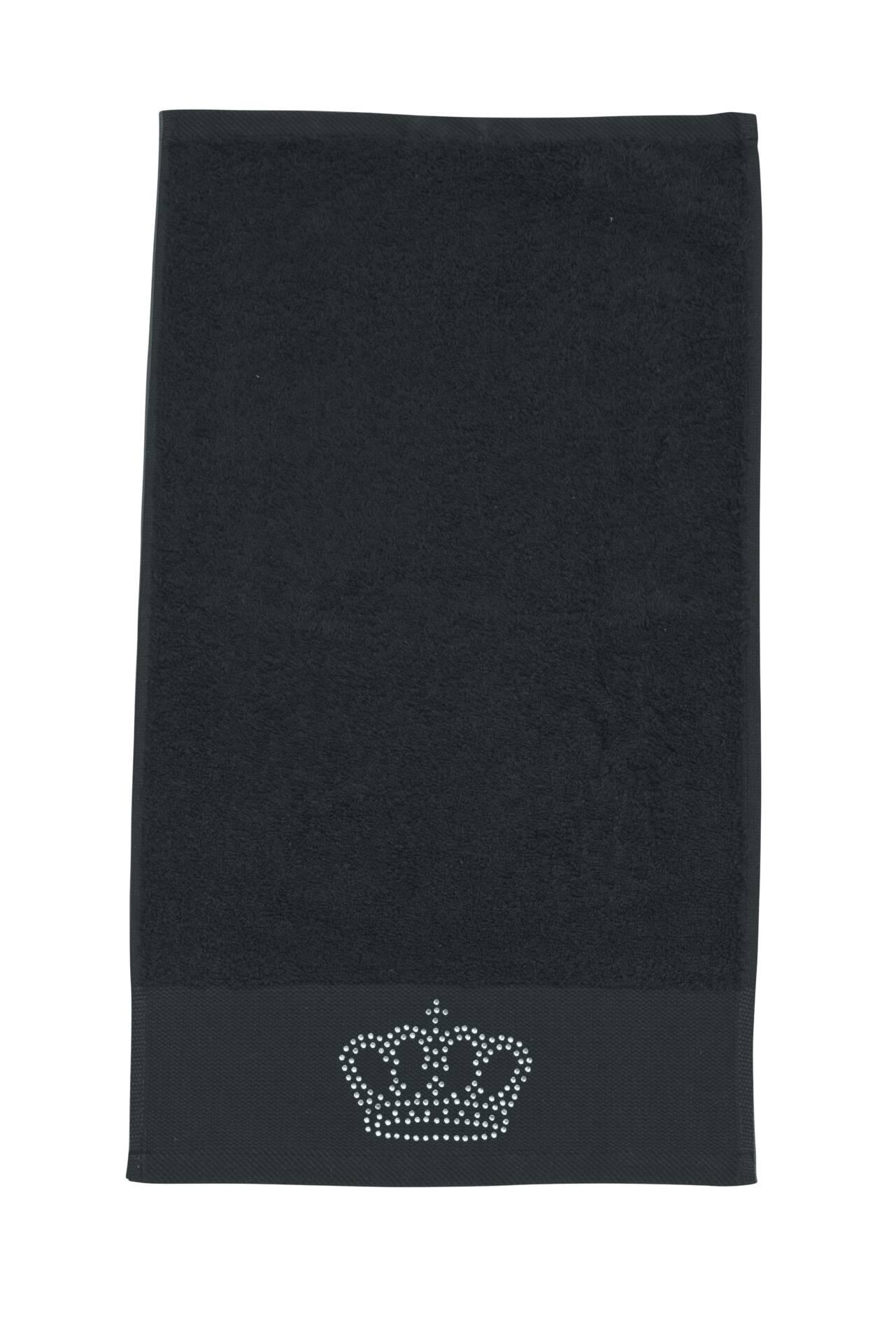 Done.® BLACK LINE STONE CROWN Gästehandtuch 30x50cm Black