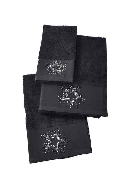 Done.® BLACK LINE STONE STAR Duschtuch 70x140cm Black