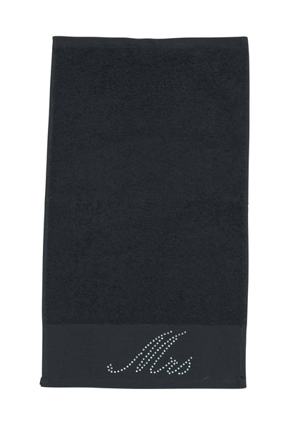 Done.® BLACK LINE STONE MRS Gästehandtuch 50x100cm Black