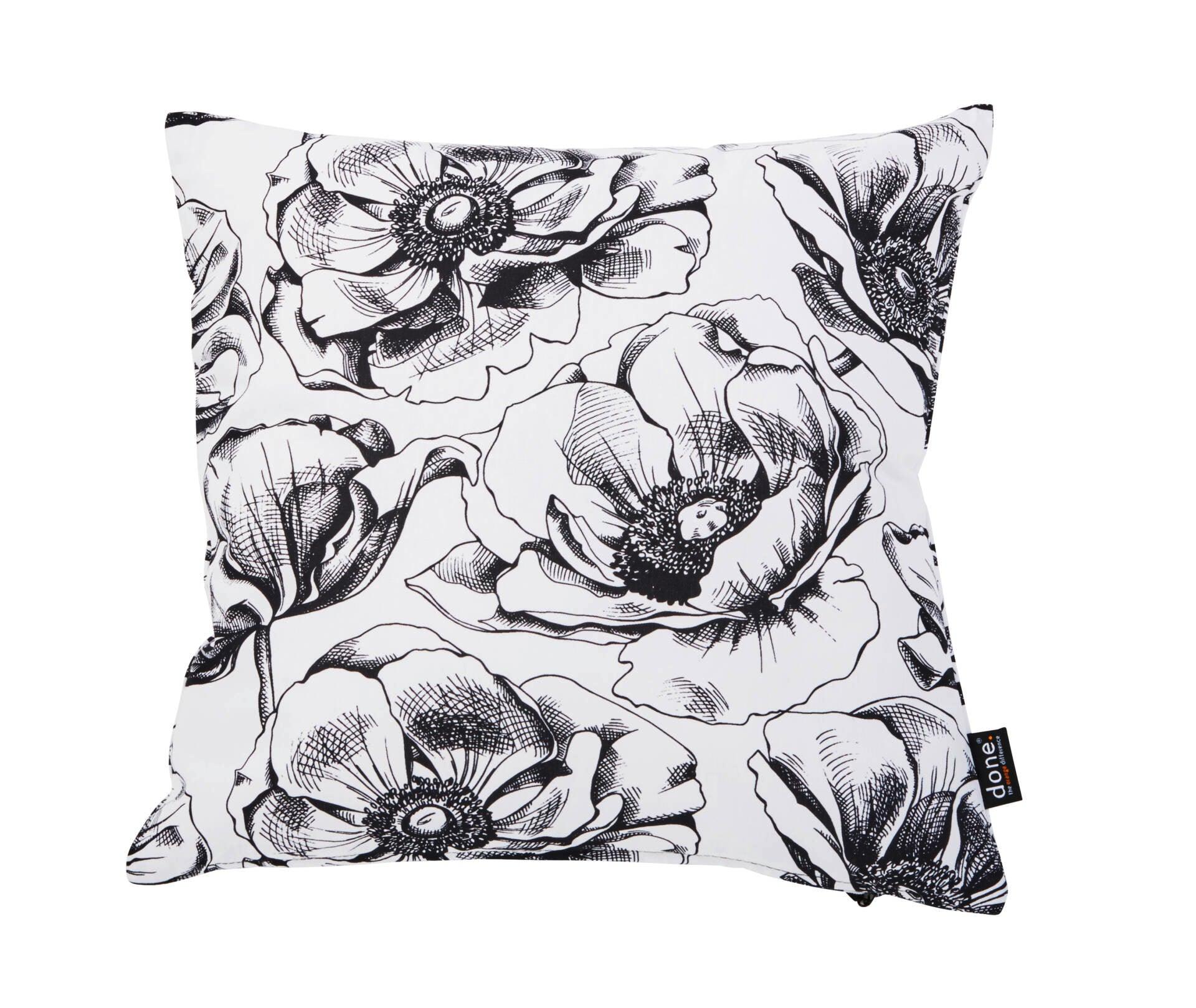 Done.® PANAMA PRINT Kissenhülle BLACK ROSES 45x45cm