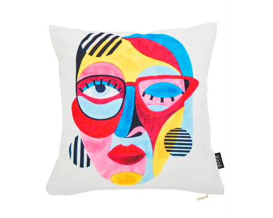 Done.® VELOUR PRINT Kissenhülle COLOURFUL FACE 45x45cm