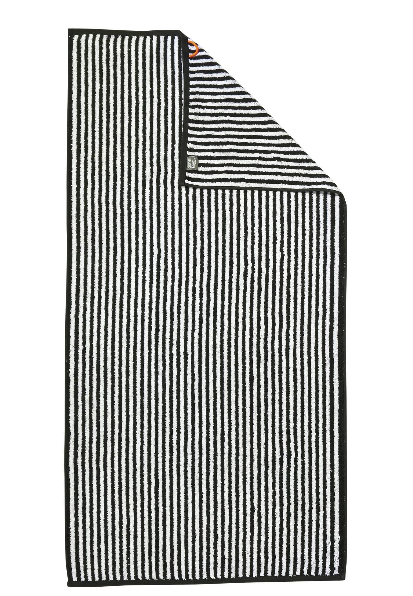 Done.® DAILY SHAPES STRIPES Duschtuch 70x140cm Black/Bright White